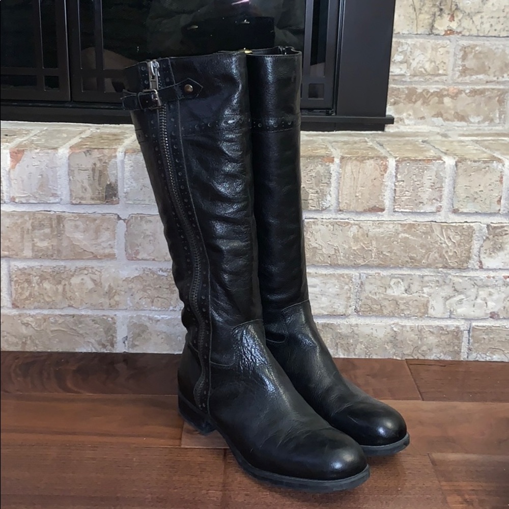 Franco Sarto Black Leather Riding Boots